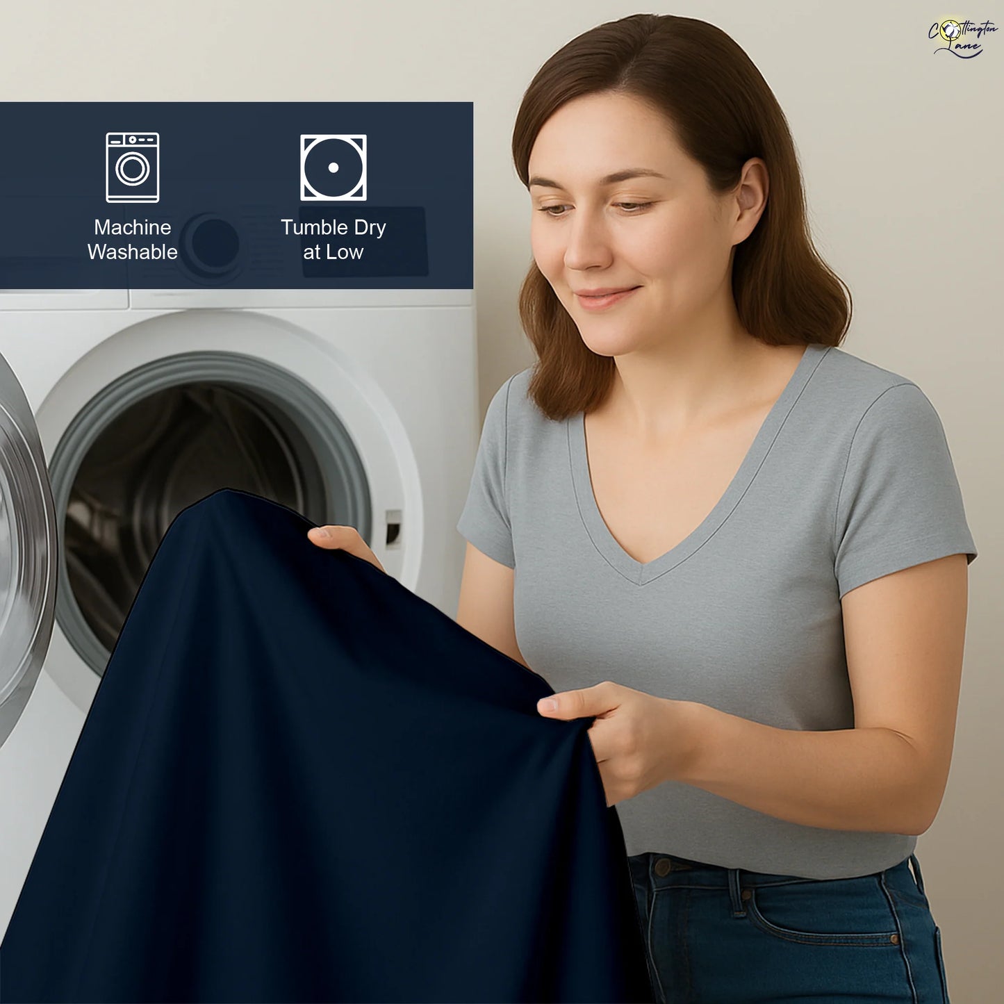 Premium 100% Cotton 4-Piece Bed Sheet Set | 400 TC | Flat Sheet, Elastic Fitted Sheet & 2 Pillow Covers | 10-Inch Deep Pocket (Navy Blue)