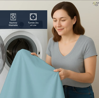 Premium 100% Cotton 4-Piece Bed Sheet Set | 400 TC | Flat Sheet, Elastic Fitted Sheet & 2 Pillow Covers | 10-Inch Deep Pocket (Light Blue)